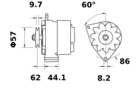 Lichtmaschine 12V/70A f.Iskra IA1248 11.205.024 11205024 AAK4663 MG603 11203489 AAK4370 MG603 - 1
