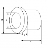 Buchse Lagerbuchse f.Anlasser AD mm 14.30  ID mm 9.60  Länge mm 9.45 Manschettehöhe mm 1.40  O.D der Kragen 18.80 - 1