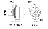 Lichtmaschine 24V/55A Iskra IA0710 11.201.937 11201937 AAK3332 MG17 11201710 AAK1369 0120469523 0120489303 943356188 MAR836 2105 - 1