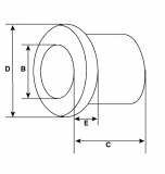 Buchse f.Anlasser AD mm 16.00  ID mm 12.00  Länge mm 19.40  Manschettenhöhe mm 2.60  O.D der Kragen 22.95 - 1
