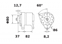 Lichtmaschine 12V/65A f.Iskra IA0470 11.204.581 11204581 AAK4893 MG176 11201470 AAK1333 MG656 11203097 AAK3369 - 1