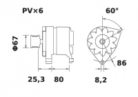 Lichtmaschine 12V/65A f.Iskra IA0481 11.201.481 11201481 AAK1339 MG526 - 1