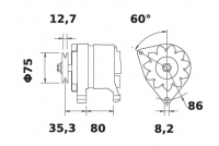 Lichtmaschine 12V/65A f.Iskra IA0504 11.201.504 11201504 AAK1344 MG283 11201503 AAK1343 - 1