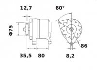 Lichtmaschine 12V/45A f.Iskra IA0505 11.201.505 11201505 AAK1345 MG207 11201495 AAK1341 - 1