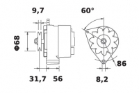Lichtmaschine 12V/65A f.Iskra IA0526 11.201.526 11201526 AAK3585 MG531 11201222 AAK1185 11201610 AAK3509 - 1