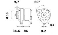 Lichtmaschine 12V/55A f.Iskra IA0531 11.201.531 11201531 AAK3590  MG197 - 1