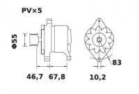 Lichtmaschine 12V/70A f.Iskra IA0532 11.201.532 11201532 AAK3591 MG537 - 1