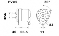Lichtmaschine 12V/65A Iskra IA0590 11.201.590 11201590 AAK4535 MG12 11201493 AAK3572 0120488129 0986036480 0986036481 0986043151 - 1