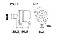 Lichtmaschine 12V/70A f.Iskra IA0728 11.201.728 11201728 AAK4574 MG415 200-01155 ADU8880 ADU8890 YLE101570 YLE101580 - 1