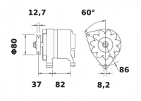 Lichtmaschine 12V/65A f.Iskra IA0745 11.201.745 11201745 AAK1382 MG249  11201745 AAK1382 MG249 - 1