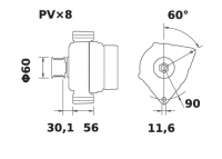 Lichtmaschine 12V/200A f.Iskra IA1515 11.203.963 112036963 AAN8103 MG275 - 1