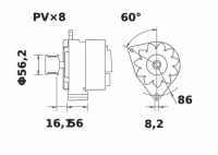 Lichtmaschine 12V/100A f.Iskra IA1583 11.204.580 11204580 AAK4892 MG180 - 1
