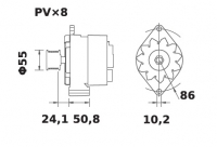 Lichtmaschine 12V/120A f.Iskra IA1452 11.204.352 11204352 AAK4813 MG274 11204060 AAK3828 MG691 11204319 AAK4804 - 1