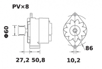 Lichtmaschine 12V/120A f.Iskra IA1310 11.204.413 11204413 AAK4835 MG268 11203661 AAK1816 11204569 AAK4889 - 1