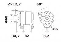 Lichtmaschine 12V/65A f.Iskra IA1358 11.203.725 11203725 AAK1835 MG199 - 1