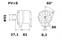Lichtmaschine 24V/65A f.Iskra IA1376 11.204.328 11204328 AAK4811 MG487 11203713 AAK1831 - 1