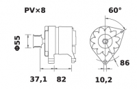 Lichtmaschine 12V/55A f.Iskra IA1206 11.203.824 11203824 AAK1867 MG453 11203342 AAK4325 - 1