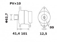 Lichtmaschine 12V/120A f.Iskra IA1274 11.203.566 11203566 AAK5712 MG450 - 1