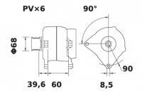 Lichtmaschine 12V/90A f.Iskra IA1128 11.203.223 11203223 AAK5518 MG291 074903025K 0124325004 0986041230 437513 A13VI306 - 1