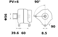 Lichtmaschine 12V/90A f.Iskra IA1147 11.203.313 11203313 AAK5544 MG556 - 1