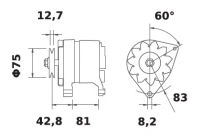 Lichtmaschine 12V/80A f.Iskra IA1180 11.203.341 11203341 AAK4324 MG394 - 1