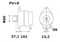 Lichtmaschine 12V/175A f.Iskra IA1196 11.204.252 11204252 AAN8164 MG484 11203340 AAN5193 - 1