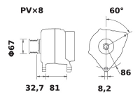 Lichtmaschine 12V/120A f.Iskra IA1020 11.203.088 11203088 AAK5355 MG404 11203145 AAK5374 MG671 82014508 1C1T10300BB 65GB10300LA - 1