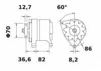 Lichtmaschine 12V/65A f.Iskra IA0913 11.201.913 11201913 AAK3320 MG348 11201396 AAK1324 3698016M91 3536264M91 3661191M91 3661191 - 1