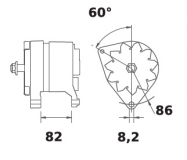 Lichtmaschine 12V/70A f. Iskra IA0956 11.201.956 11201956 AAK3346 MG50 200-01384 20001384 47020057 - 1