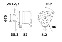 Lichtmaschine 12V/80A f.Iskra IA0984 11.203.392 11203392 AAK4344 11201984 AAK3355 11201985 AAK3356 - 1