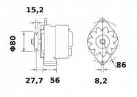 Lichtmaschine 12V/75A f.Iskra IA0998 11.204.382 11204382 AAK4825 MG479 11201998 AAK3359 11204568 AAK4888 - 1
