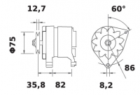 Lichtmaschine 12V/65A f.Iskra IA0876 11.201.876 11201876 AAK3312 MG402 A231295A1 388188A1 54208288 63324294 - 1