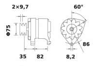 Lichtmaschine 12V/65A f.Iskra IA0877 11.201.877 11201877 AAK3313 MG403 A188590A1 388189A1 73327984 63340009 MAN819 - 1