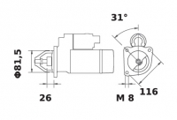 Anlasser Reduktionsgetriebestarter 12V/2,6kw 9z f.Mahle MS454 IS1269 11.131.476 11131476 AZE6513 8029647 1329201080 46758240 717 - 1