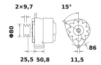 Iskra Lichtmaschine 12V/70A f. Volvo IA0855 11.201.944 11201944 AAK3338 MG46 11201855 AAK3304 - 1