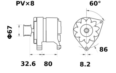 Lichtmaschine 12V/45A f.Iskra IA0599 11.201.599 11201599 AAK1354 MG378 82002327 - 1