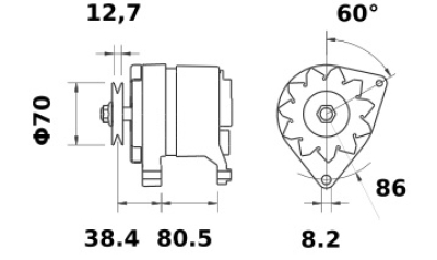 Lichtmaschine 12V/70A f.Iskra 11.201.884 11201884 AAK3316 MG412 6106494M91 90-23-6511 12815 - 1
