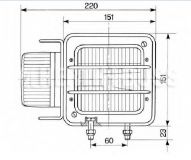 Hauptscheinwerfer mit Schutzgitter li. R2(Bilux)T4W P21W - 1