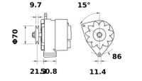Lichtmaschine 12V/70A f.Motorola 510-834 9AR2712P 9AR2738P 9AR2740P 9AR2741P IA0723 AAK1818  11203670 IA1202 AAK4352 11203416 - 1
