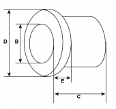 Buchse f.Anlasser AD mm 16.50/22.00 ID mm 10.00 Länge mm 20.70 Manschettehöhe mm 4.70 O.D der Kragen 22.00 - 1