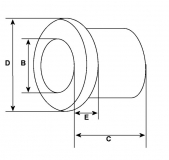 Buchse f.Anlasser AD mm 31.77 ID mm 28.56 Länge mm 13.00 Manschettehöhe mm 2.35 O.D der Kragen 38.10 - 1